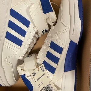 Adidas Men's White and Blue High-Top Sneakers